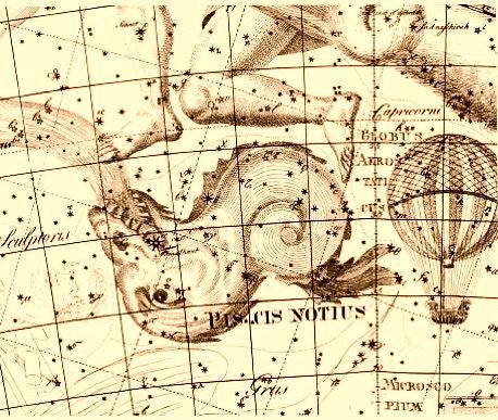 Lámina antigua de la constelación del Pez Austral