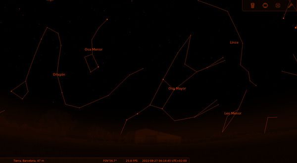 Modo de visión nocturna de Stellarium