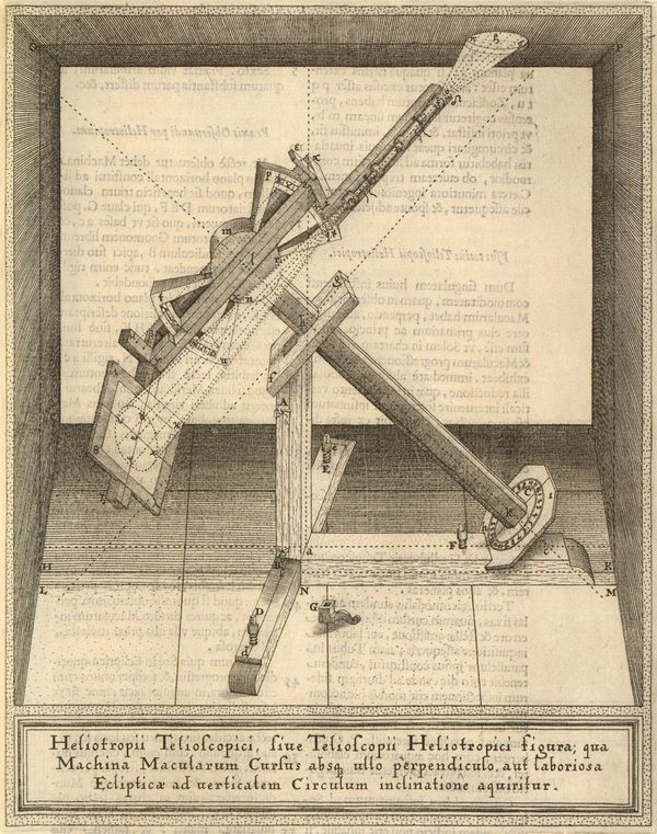 Representación del helioscopio de Christoph Scheiner