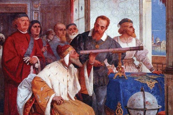 Galileo Galilei enseñando su telescopio al dux de Venecia