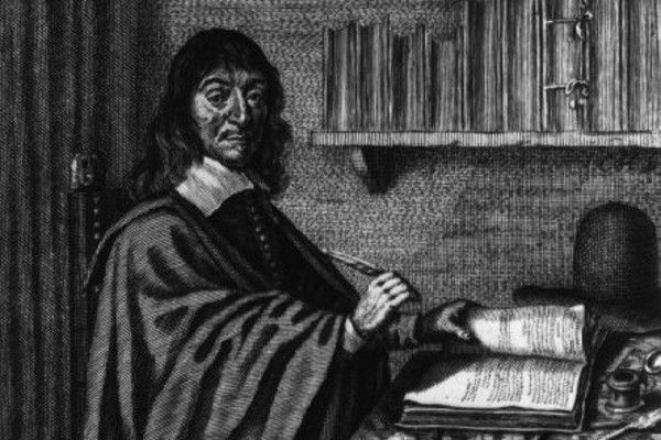 René Descartes investigando en su escritorio