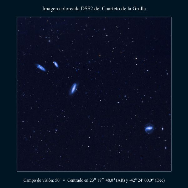 Imagen coloreada en DSS2 del Cuarteto de la Grulla
