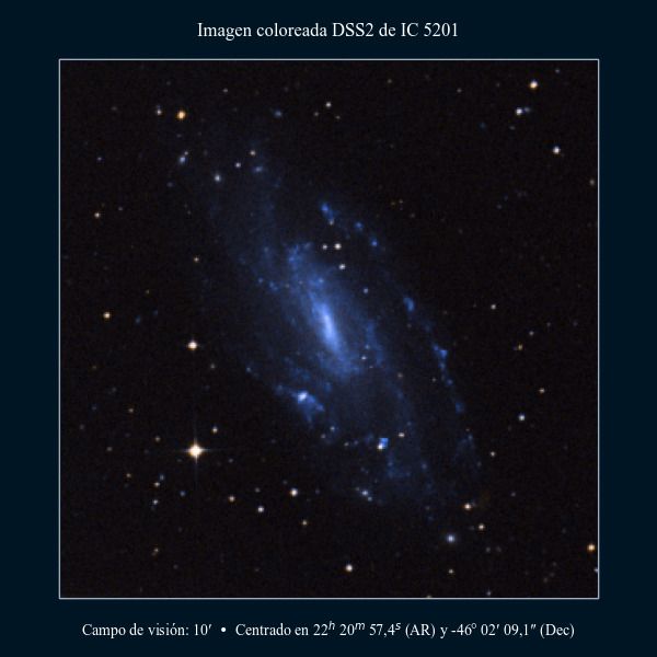 Imagen coloreada en DSS2 de la galaxia IC 5201