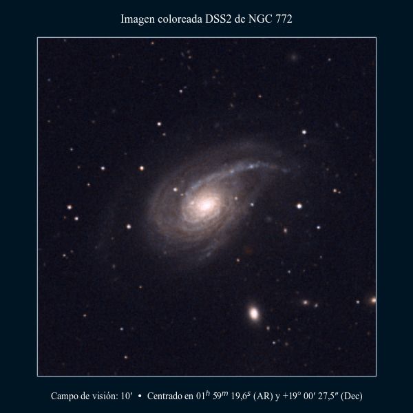 Imagen coloreada en DSS2 de la galaxia NGC 772