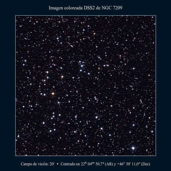 Imagen coloreada en DSS2 del cúmulo abierto NGC 7209
