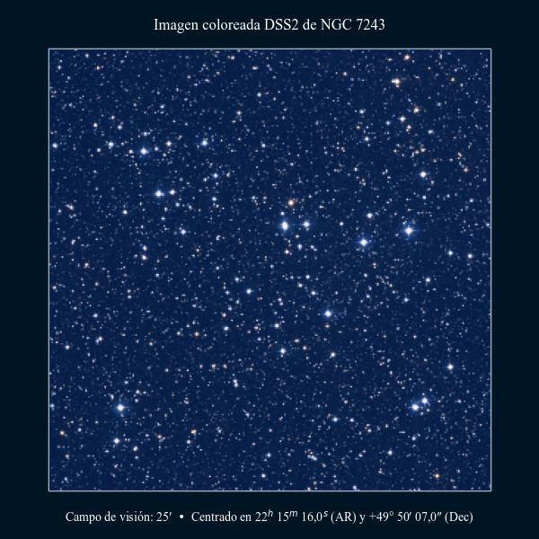 Imagen coloreada en DSS2 del cúmulo abierto NGC 7243