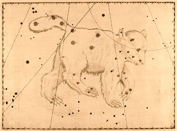 Grabado de la constelación de la Osa Mayor (atlas estelar Uranometria, 1603)