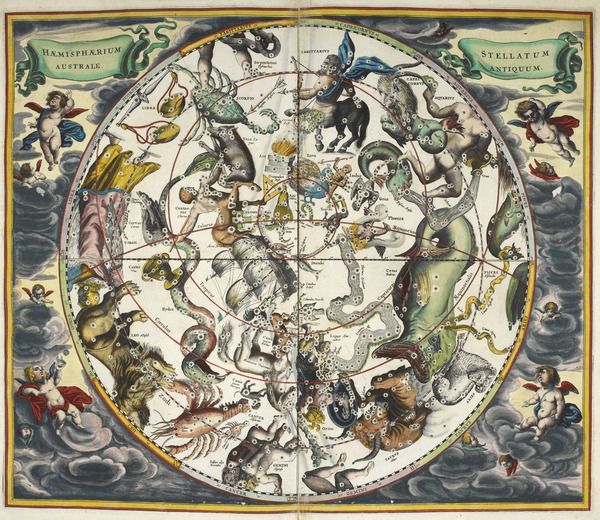 Las constelaciones representadas con los signos zodiacales (Atlas Coelestis, 1660)
