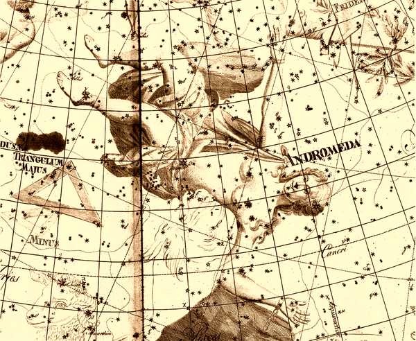 Lámina antigua de la constelación de Andrómeda