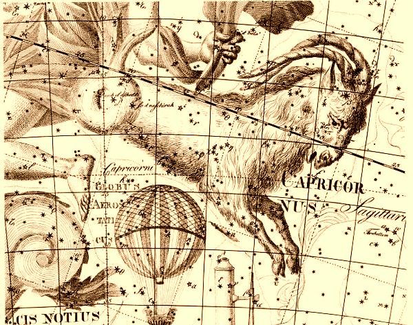 Lámina antigua de la constelación de Capricornio