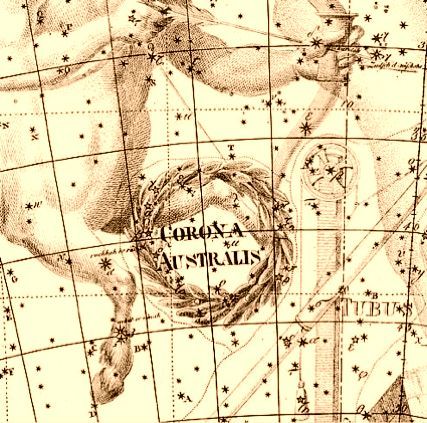 Lámina antigua de la constelación de la Corona Austral