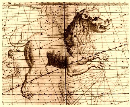 Lámina antigua de la constelación del León