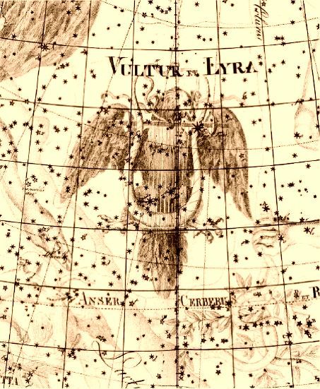 Lámina antigua de la constelación de la Lira