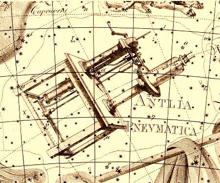 Lámina antigua de la constelación de la Máquina Neumática