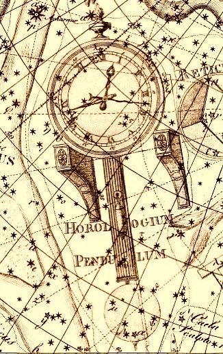 Lámina antigua de la constelación del Reloj