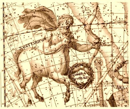 Lámina antigua de la constelación de Sagitario