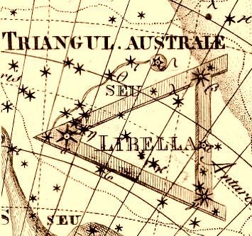 Lámina antigua de la constelación del Triángulo Austral