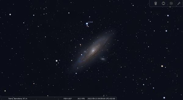 La galaxia de Andrómeda en Stellarium
