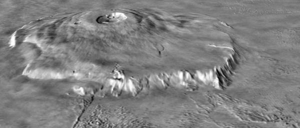 El volcán marciano Olympus Mons es el más grande del sistema solar