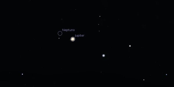 Captura de pantalla de Stellarium con Júpiter y Neptuno.
