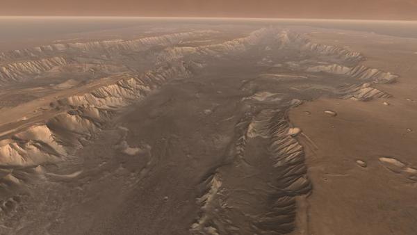 Vista aérea del Valles Marineris de Marte