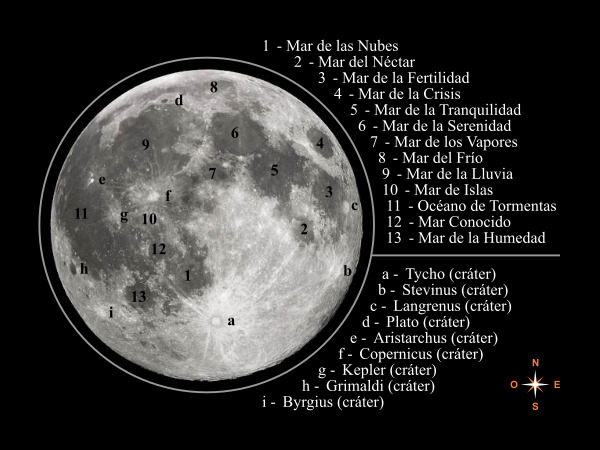 Atlas de la Luna con sus Mares y sus Cráteres