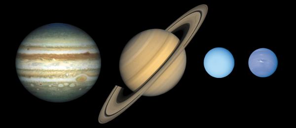 Los cuatro planetas gigantes gaseosos