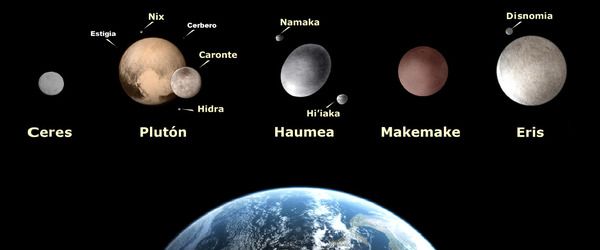 Imagen de los cinco planetas enanos